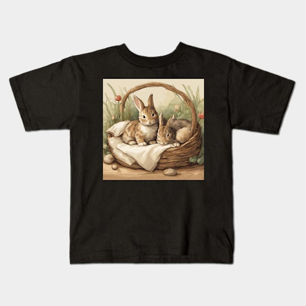 Whimsical Rabbits Kids T-Shirt by Souls.Print